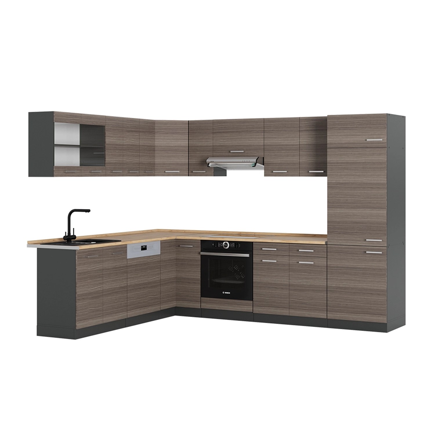 Vicco R-Line Eckküche Edelgrau/Anthrazit 227 x 287 cm AP Eiche günstig online kaufen