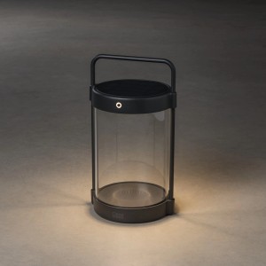 Schwarze Konstsmide LED Solarlaterne Crotone, 30 cm, für Außen-Deko mit Tragegriff.