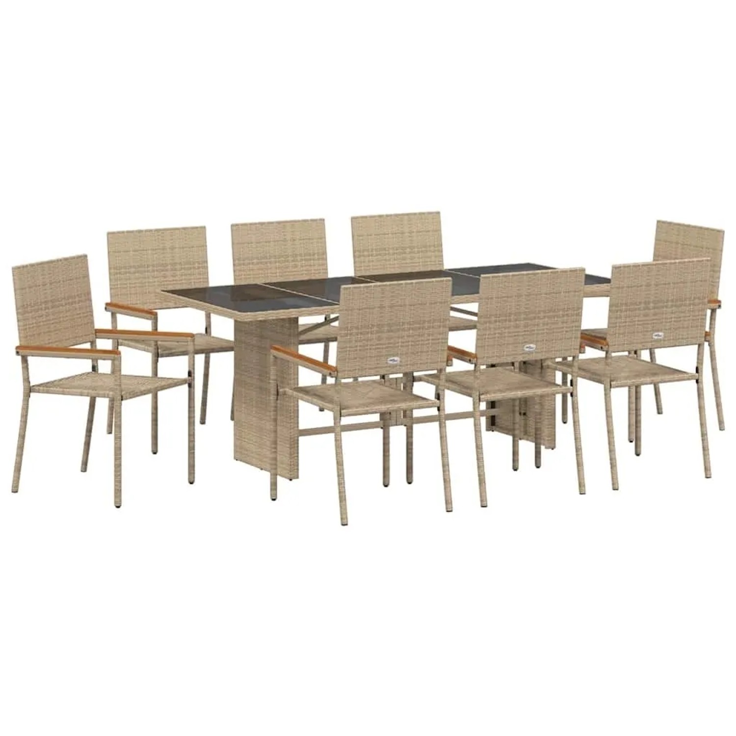 vidaXL Garten Essgruppe 9-Tlg Beige Poly-Rattan 3365429 günstig online kaufen