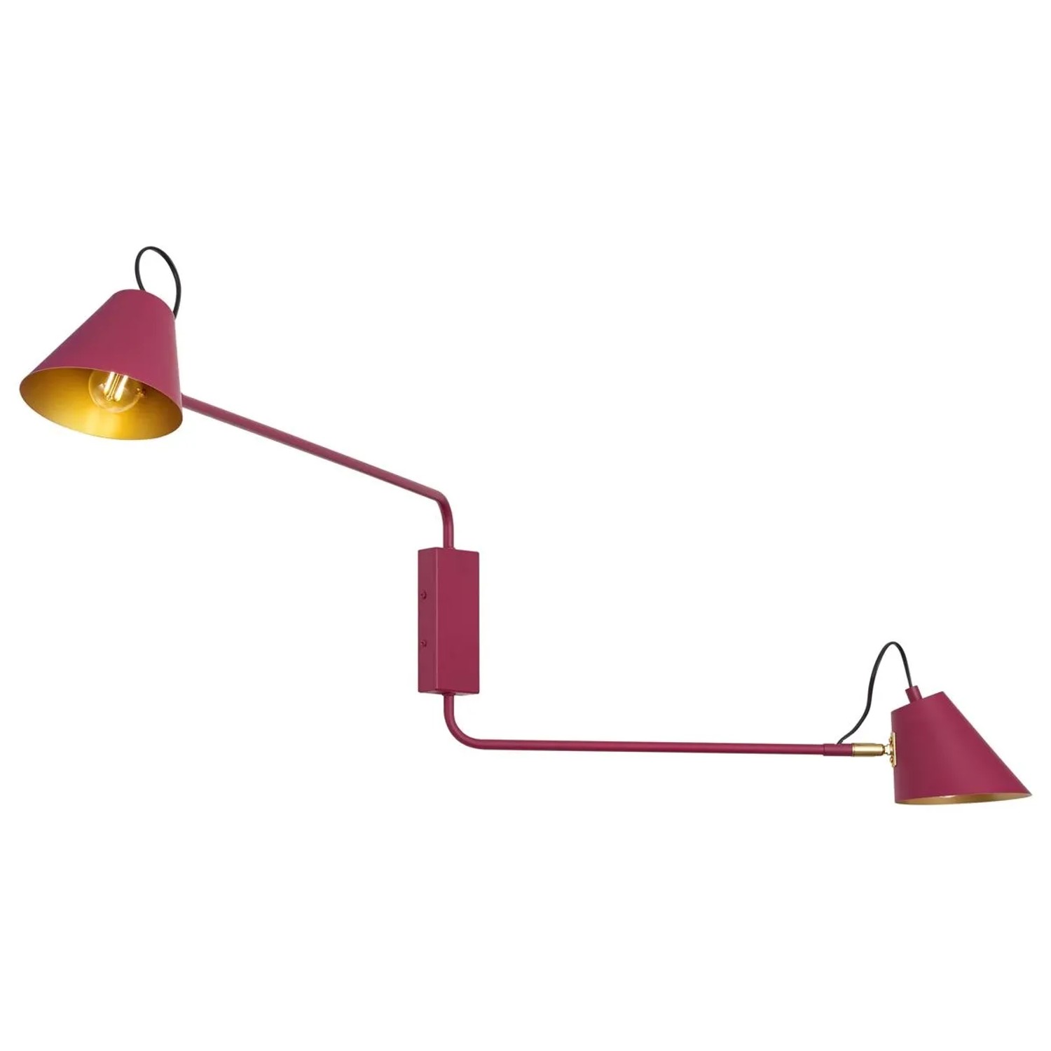 QAZQA Moderne Wandleuchte Lila mit Gold Innenseite Verstellbar 2 Flammig Lune