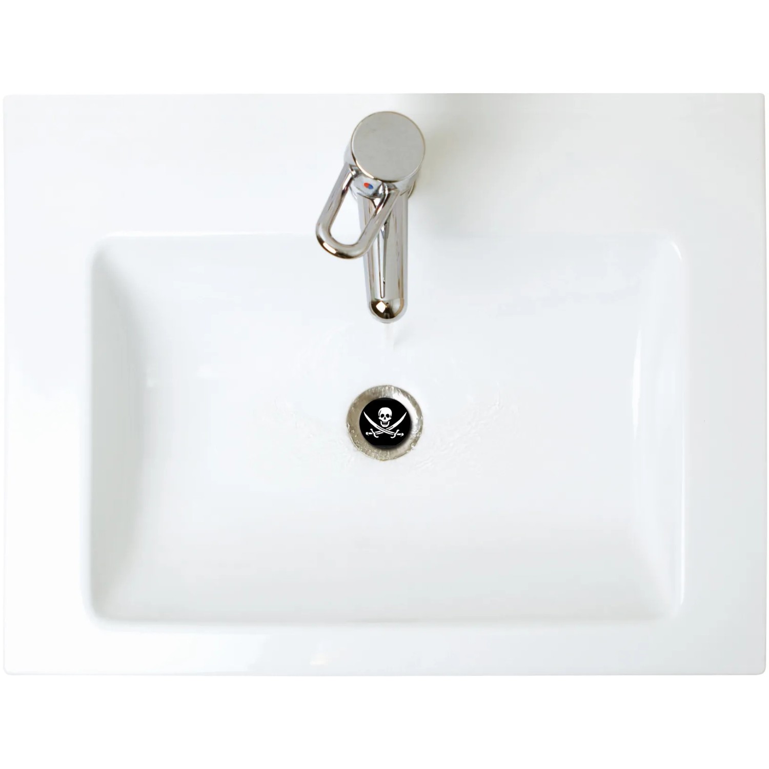 Waschbecken mit Totenkopf-Stöpsel, 38mm Design-Ventilstopfen für Excentergarnitur.