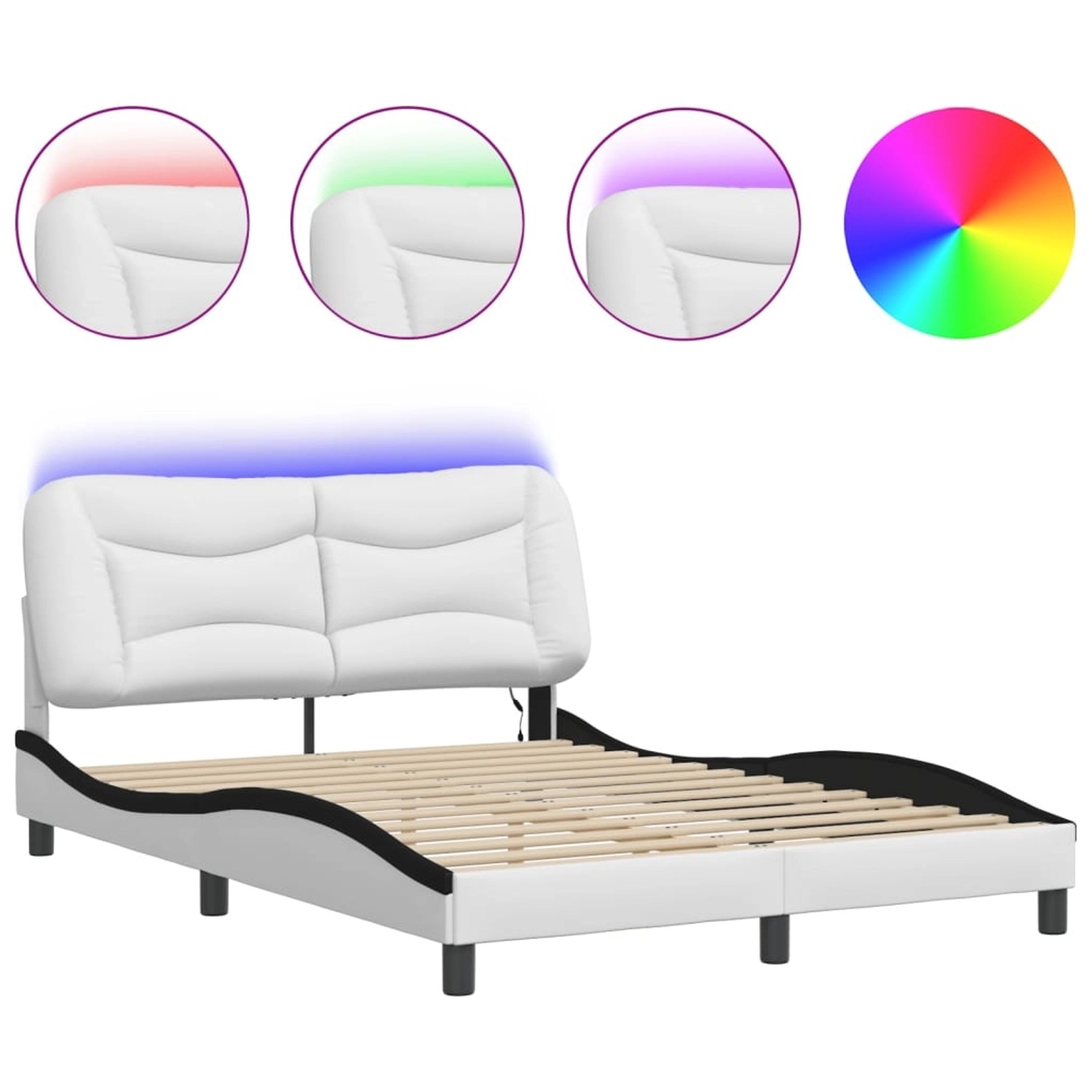 vidaXL Bettgestell mit LED ohne Matratze Hvar Weiß und Schwarz 120x200 cm K günstig online kaufen