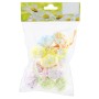 Osterdeko: 12 bunte Eier zum Hängen, 4 cm, aus Styropor im durchsichtigen Beutel.