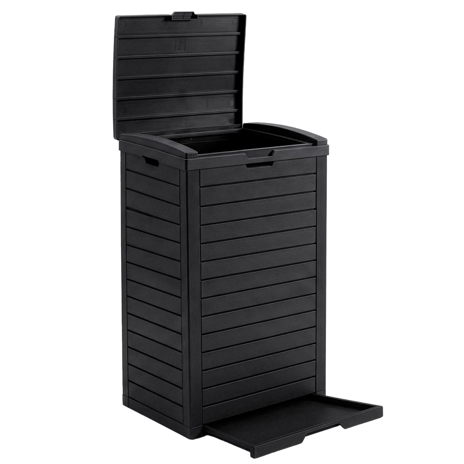 Floordirekt Outdoor Mülleimer Holz-Optik Mülltonnenbox Abfalleimer 118 L Anthrazit