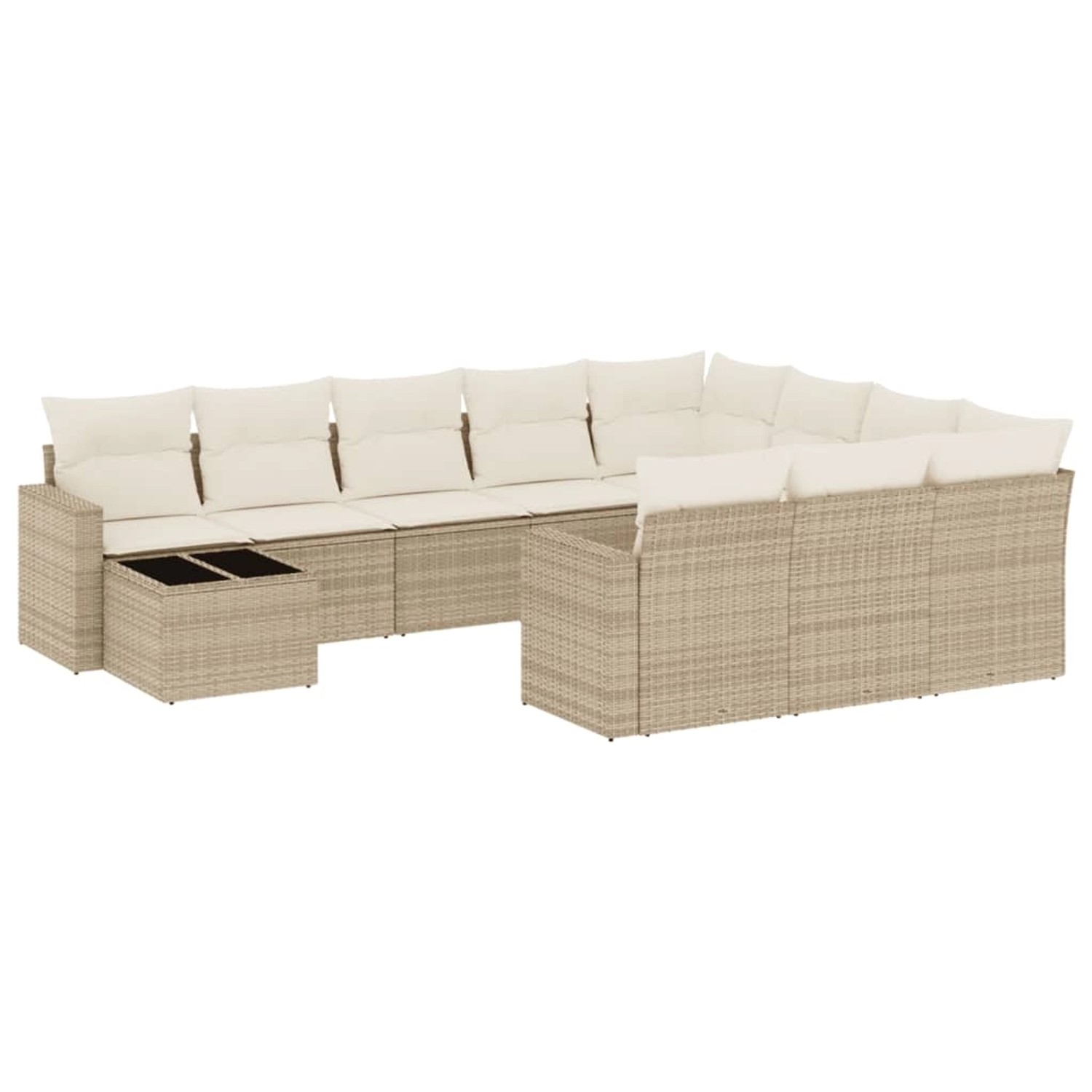 vidaXL 11-Tlg Garten-Sofagarnitur mit Kissen Beige Poly Rattan 3219518 günstig online kaufen