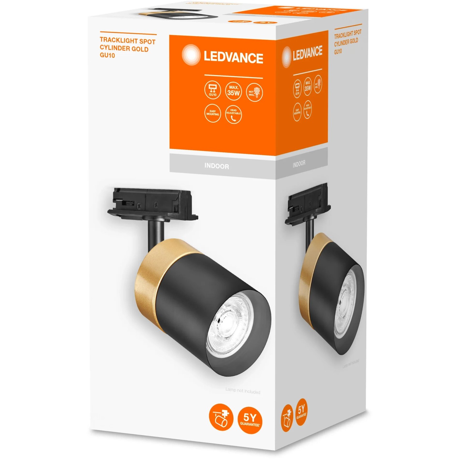 Ledvance Schienensystem Spot Stelle Cylinder, weiß-gold, 14,2 cm, in Produktverpackung.