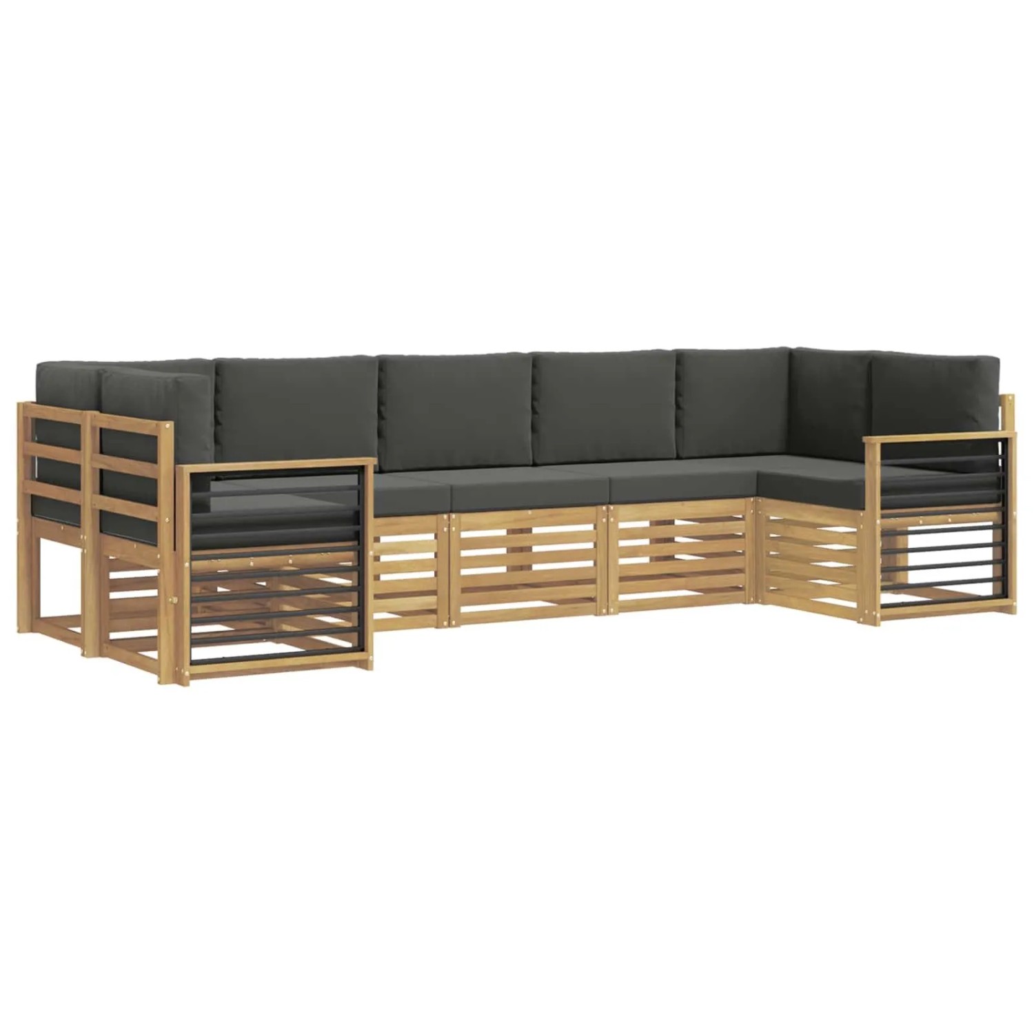 vidaXL Ecksofa Set 7 Stk Weiß und Anthrazit 304 x 128,5 x 73 cm 3392447