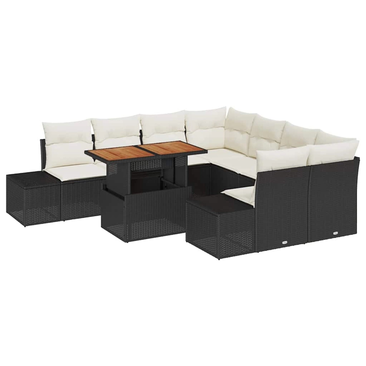 vidaXL Garten-Sofa-Set mit Speicher 9-Tlg Schwarz Poly Rattan 3358679 günstig online kaufen