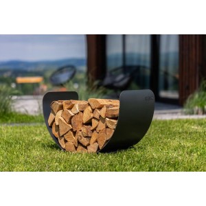 CookKing Kaminholzregal Turyn 70 aus Stahl, gefüllt mit Holzscheiten, für Kaminholz Lagerung.