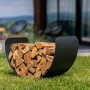 CookKing Kaminholzregal Turyn 70 aus Stahl, gefüllt mit Holzscheiten, für Kaminholz Lagerung.