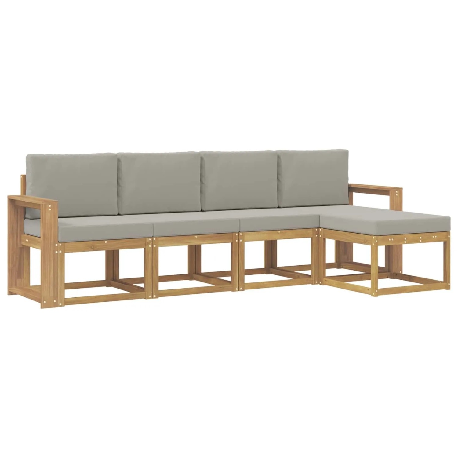 vidaXL Outdoor-Sofagarnitur 5-Tlg Weiß und Hellgrau 3387495