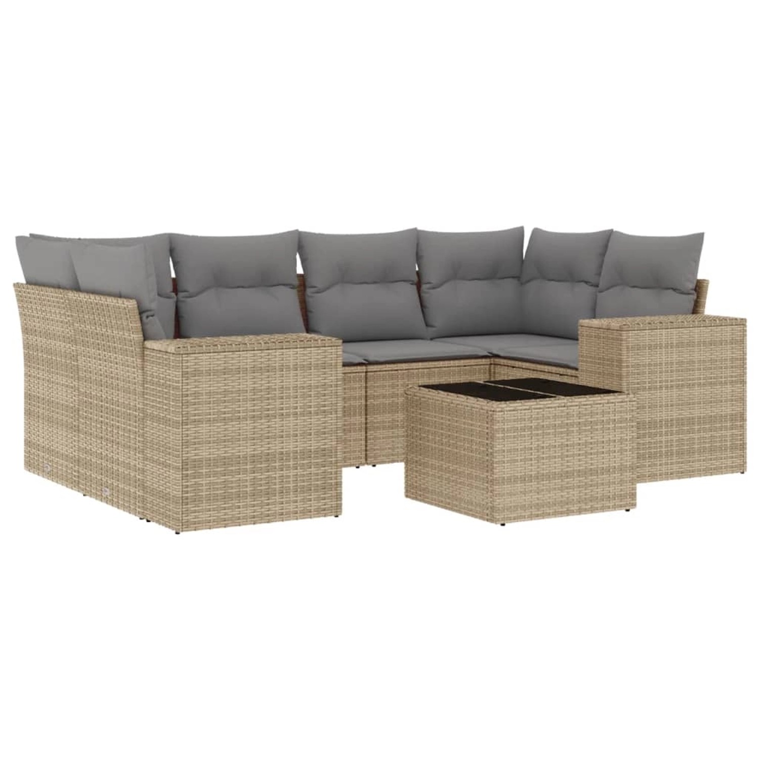 vidaXL 7-Tlg Garten-Sofagarnitur mit Kissen Beige Poly Rattan 3254656 günstig online kaufen