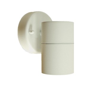 Weiße Dapo Außenwandleuchte Bornholm aus Edelstahl mit GU10 Fassung.