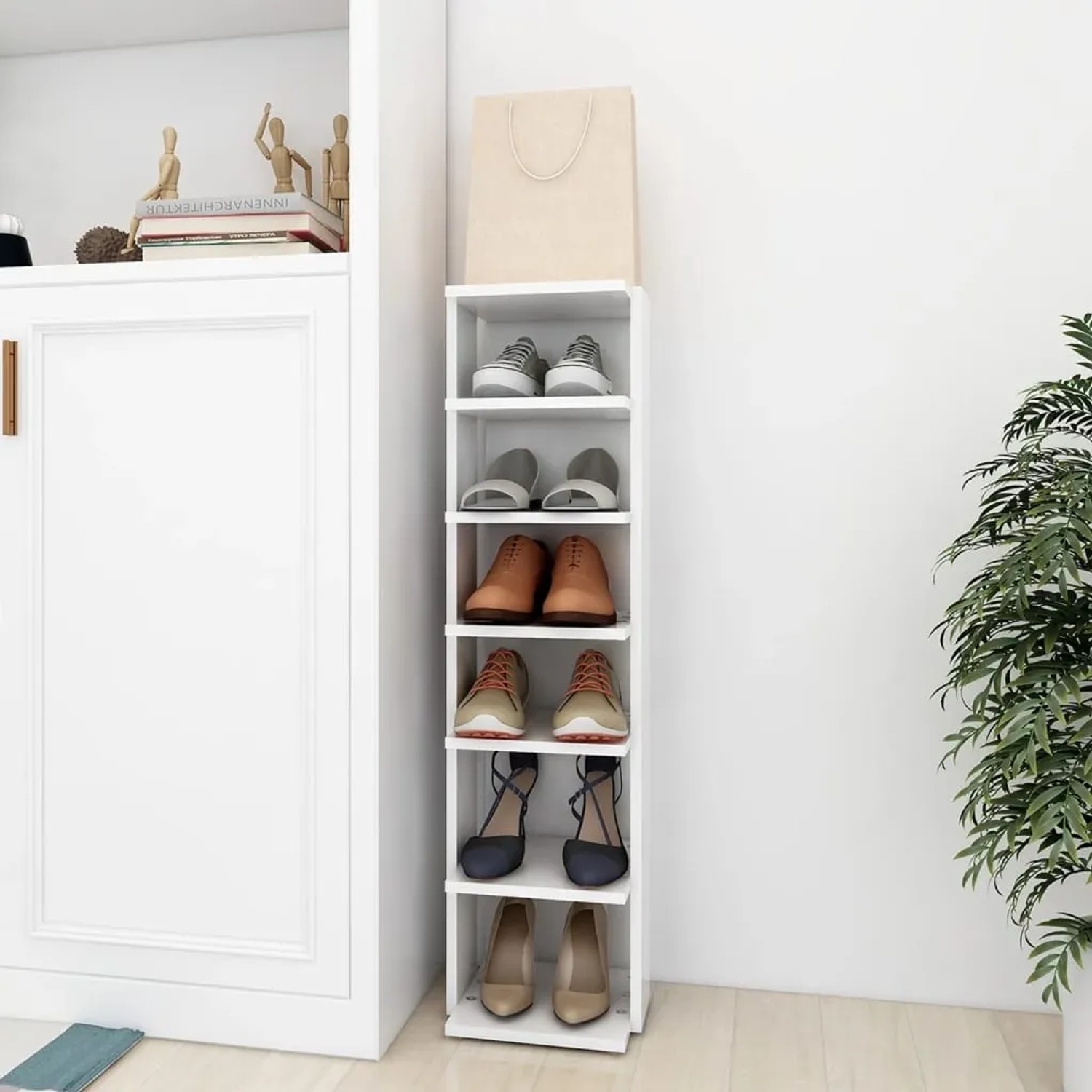 vidaXL Schuhschrank Weiß 27,5x27x102 cm Holzwerkstoff 808485_2