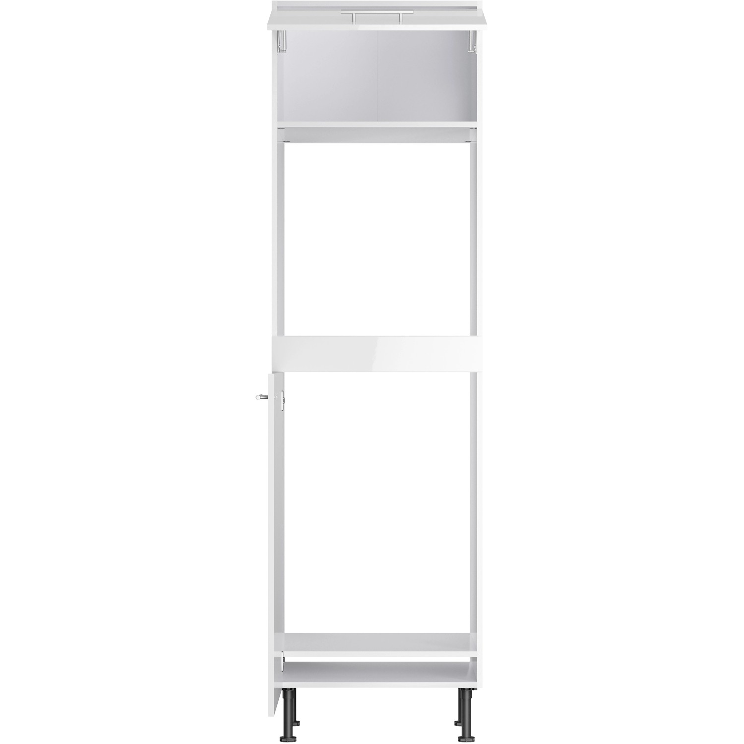 Weißer Optifit Hochschrank Rurik986 für Backofen und Kühlschrank, 60 cm breit.