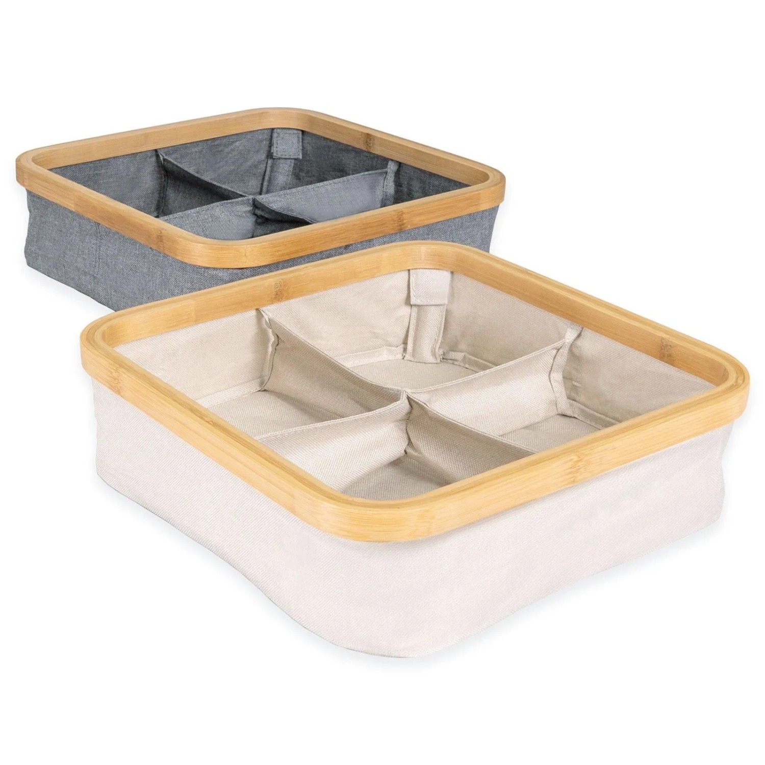 osoltus Badezimmer Box Nelson 2x Bambus Aufbewahrungskorb Beige 4 Fächer_8