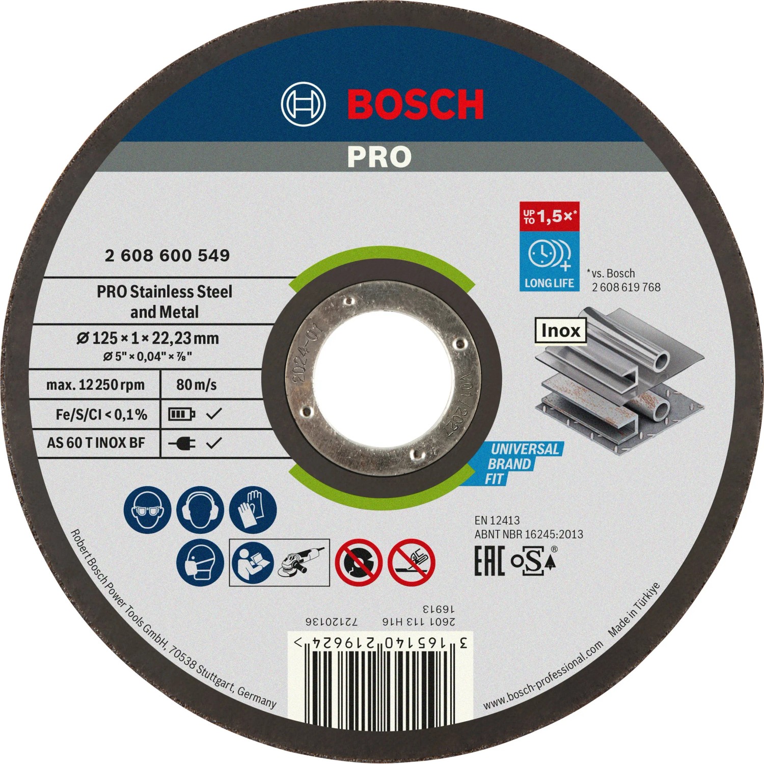 Bosch Schleif-Trennscheibe Rapido Inox 125 mm x 1,0 mm