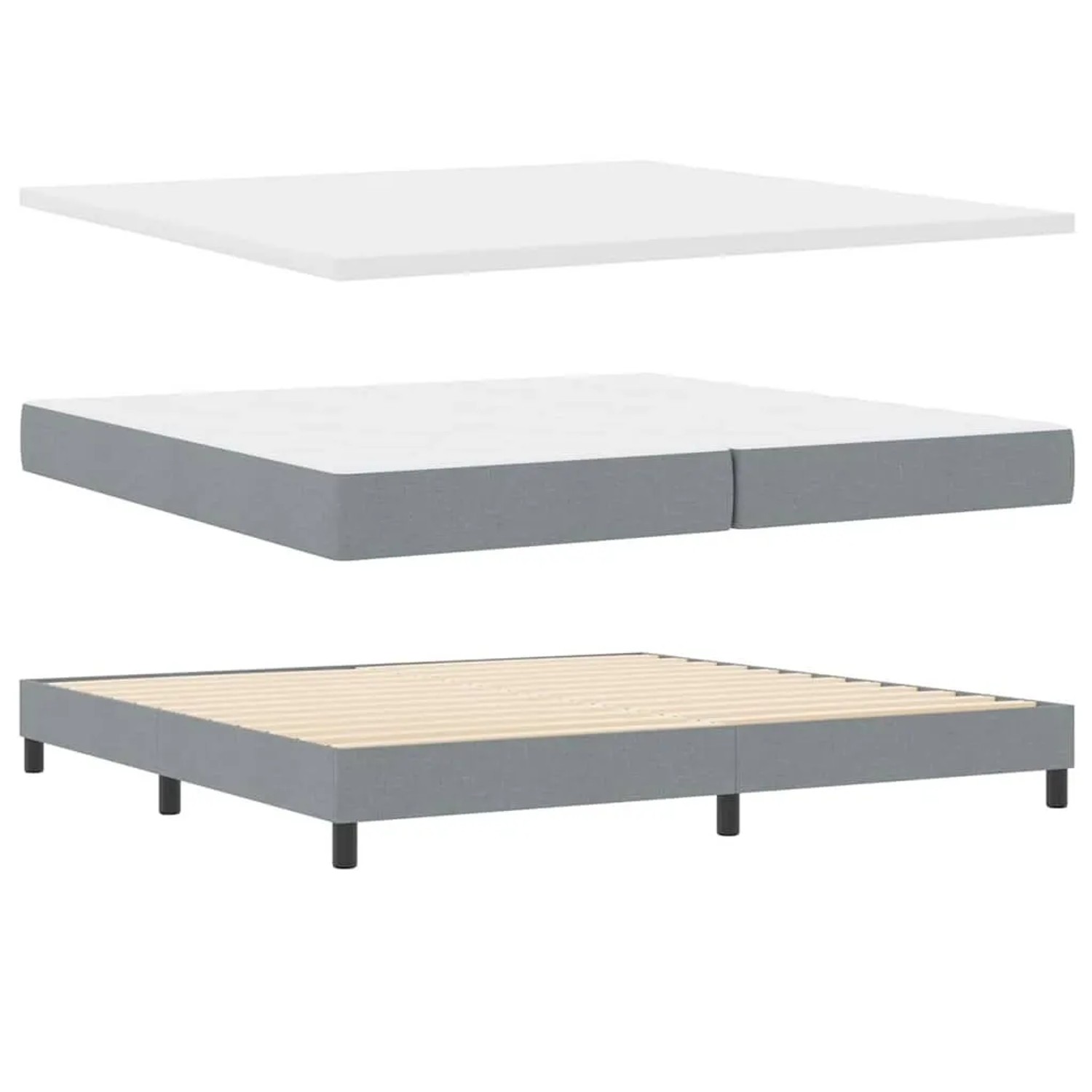 vidaXL Boxspringbett mit Matratze Hellgrau 200 x 200 cm 3341188 günstig online kaufen