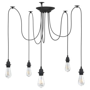 vidaXL Pendelleuchte mit 5 Fassungen E27 Schwarz Metall 4103454