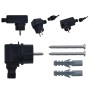 Zubehör für vidaXL LED Badspiegel: Adapter, Stecker, Schrauben und Dübel für die Wandmontage.