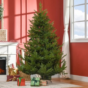 HOMCOM künstlicher Weihnachtsbaum, 180 cm, naturgetreu mit dichten Zweigen, geschmückt mit Geschenken.