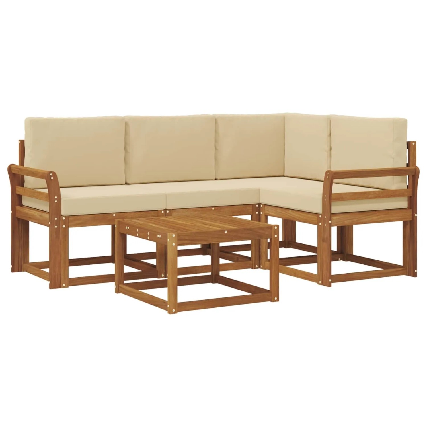 vidaXL Outdoor-Sofagarnitur mit Kissen 5-Tlg Natur und Beige 3366361