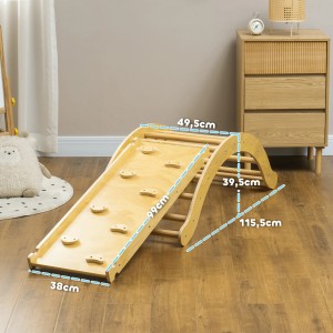 AIYAPLAY 4-in-1 Klettergerüst mit Rutsche, aus Holz, für Kinder Indoor.