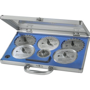 Batavia Sägeblatt-Set XXL, 6-teilig im Alu-Koffer. Kreissägeblätter für verschiedene Materialien.