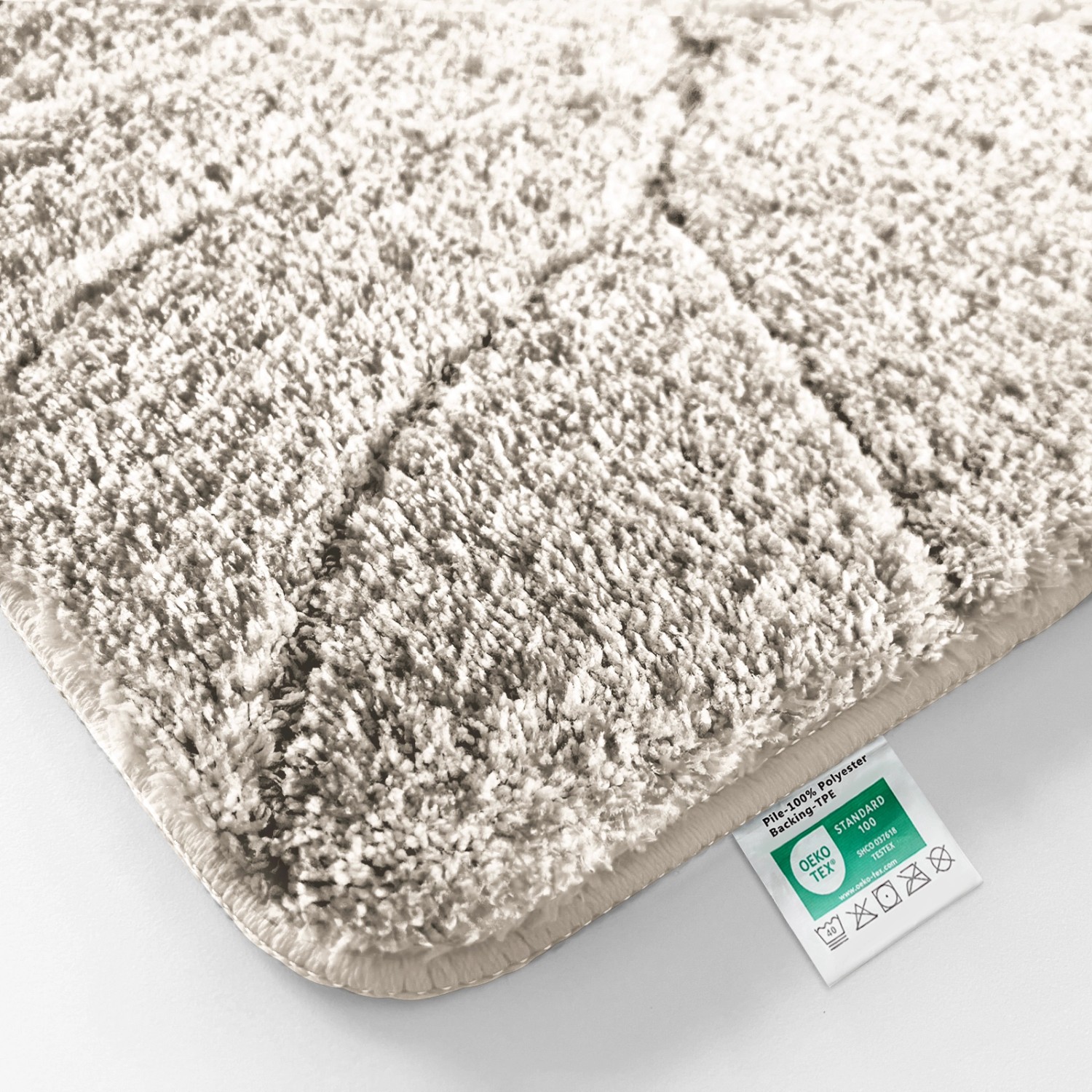 Karat Badematte Maris Ivory, 80x150cm, mit Blattstruktur. Badvorleger für mehr Komfort im Badezimmer.