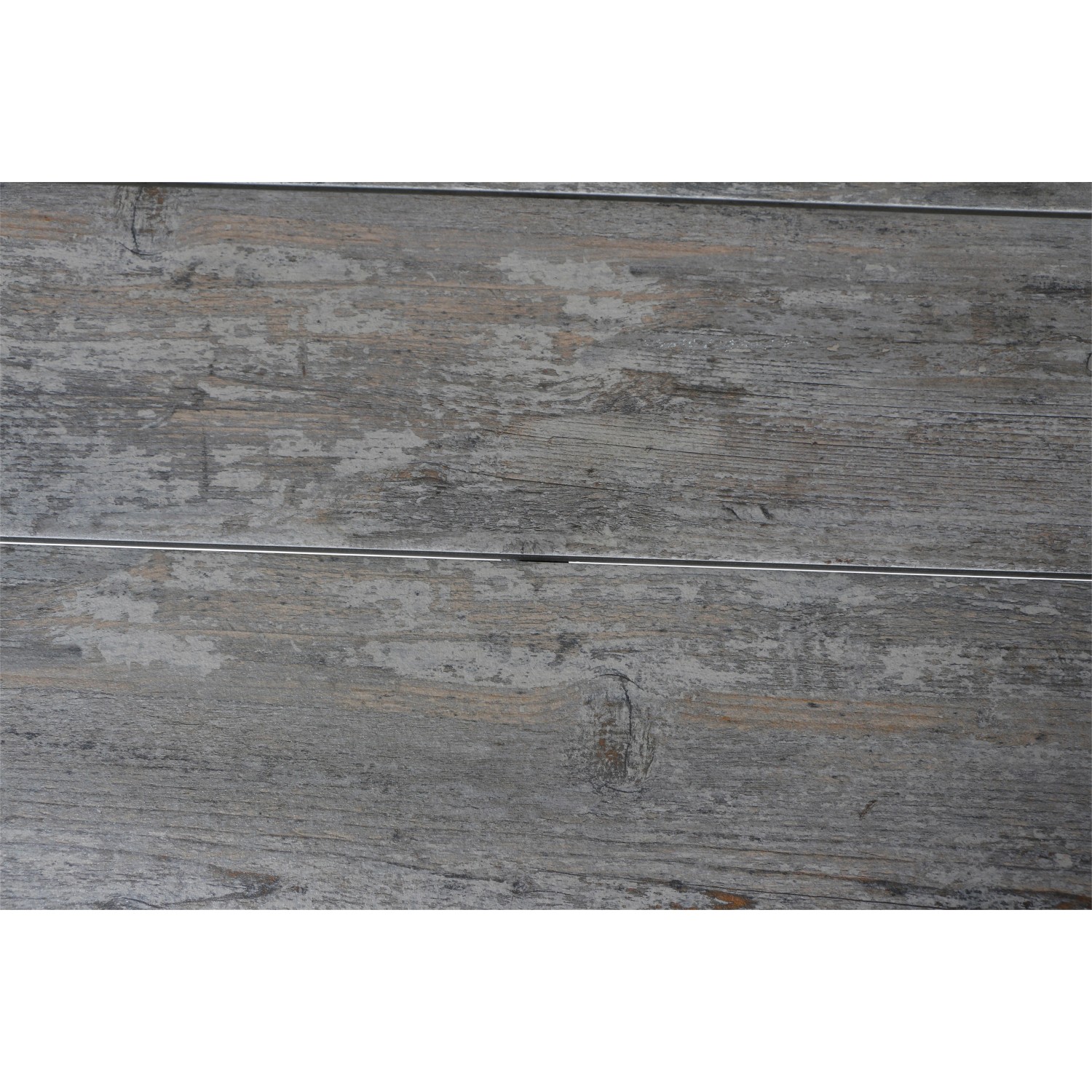Detailansicht der Tischplatte des rechteckigen Siena Garden Gartentisch Silva in Washed Grau.