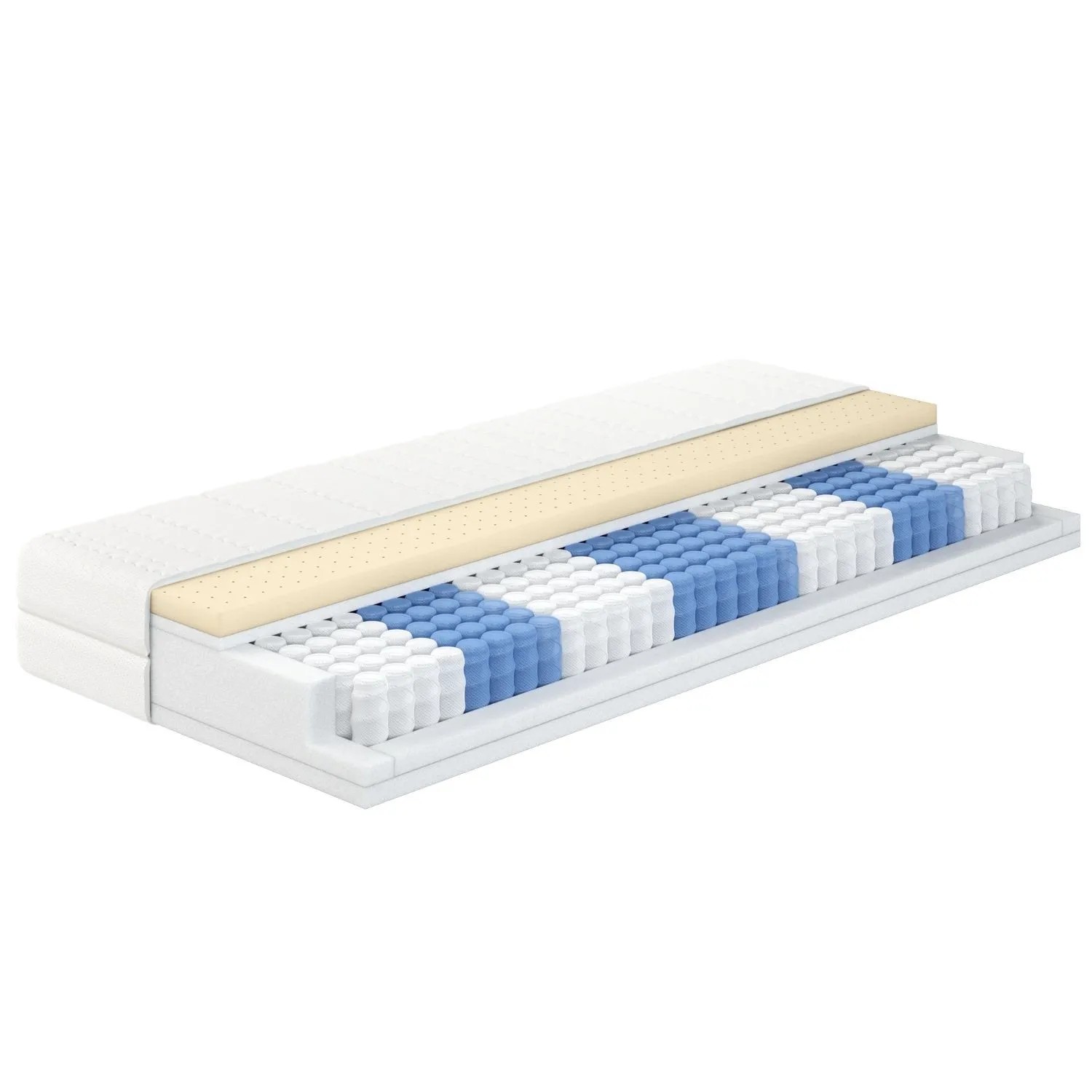 AM Qualitätsmatratzen 1000 Federn/2 m² Latex-Taschenfederkernmatratze Made in Germany 90x200cm H3