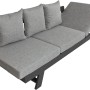 Graues Funktionssofa Donna für den Garten mit verstellbaren Sitzelementen und Aluminiumgestell.