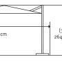 Skizze des anthrazitfarbenen Schneider Ampelschirm 300x300 cm mit Maßangaben.
