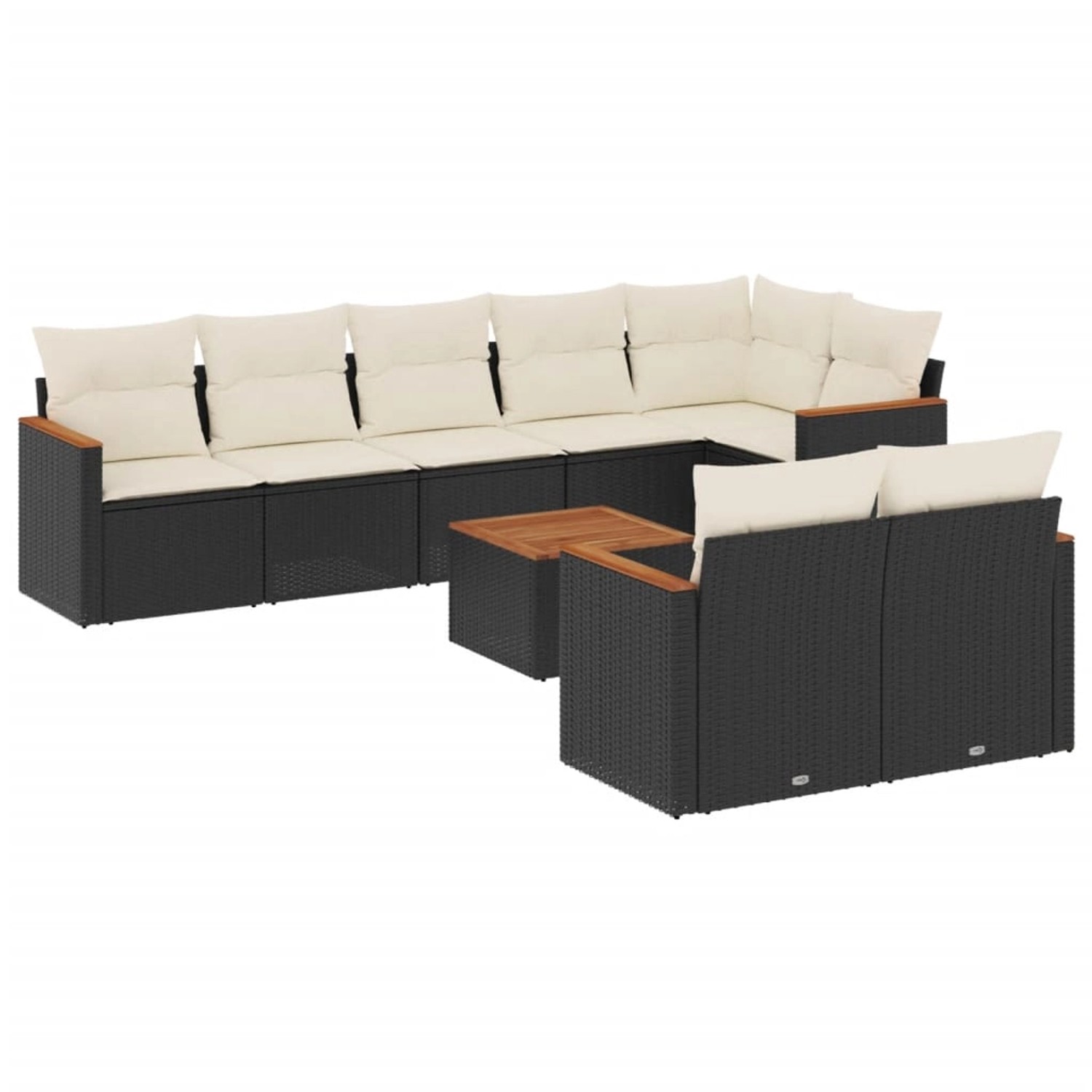 vidaXL 9-Tlg Garten-Sofagarnitur mit Kissen Schwarz Poly Rattan 3226154 günstig online kaufen