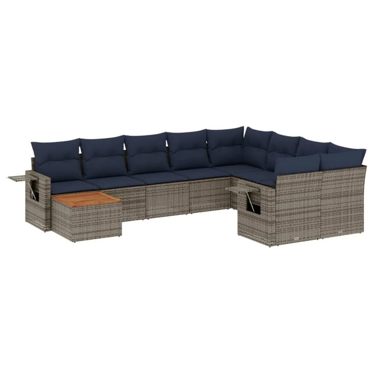 vidaXL 10-Tlg Gartensofa-Set mit Kissen Grau Polyrattan 3224731 günstig online kaufen