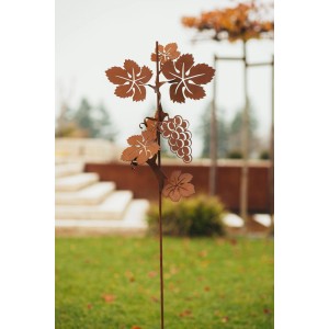 Ferrum Art Design Gartenstecker Vinea, 148 cm, Edelrost-Optik, Weinreben-Motiv.