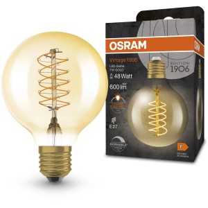 Osram LED-Leuchtmittel E27 Globeform, 7W, warmweiß, Vintage-Design.
