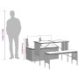 vidaXL 3-Tlg. Garten-Essgruppe aus Rattan, schwarz, mit Tisch, Bank und Sofa mit Kissen.