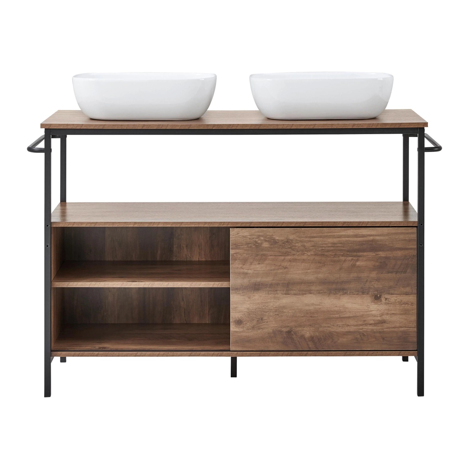 Bessagi Home Badezimmer Dell Braun mit 2 Waschbecken