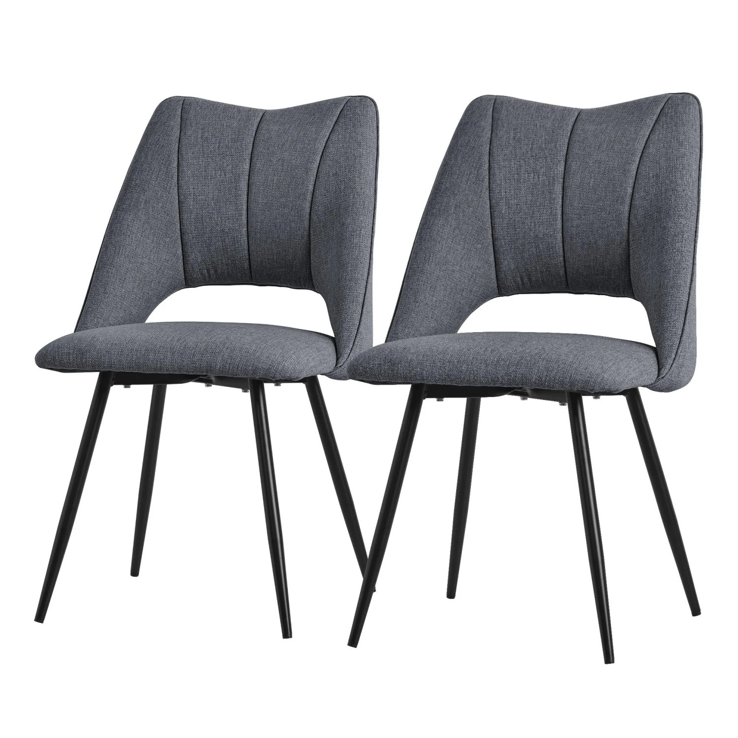 ML-Design Esszimmerstühle 2er Set Stoffbezug Grau Metallbeinen