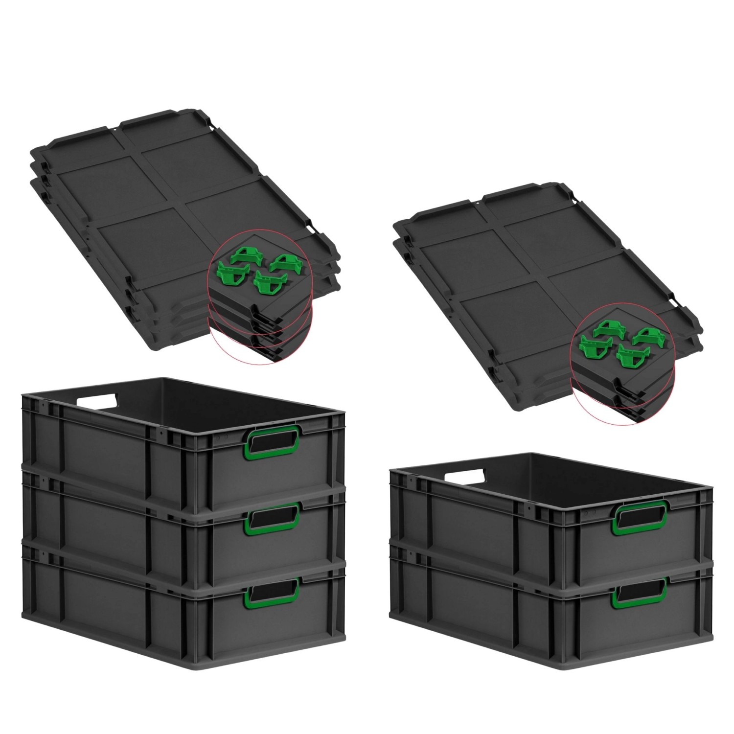 PROREGAL SuperSparSet 5x Eurobox Nextgen Color Mit Auflagedeckel HxBxT 17x4 günstig online kaufen