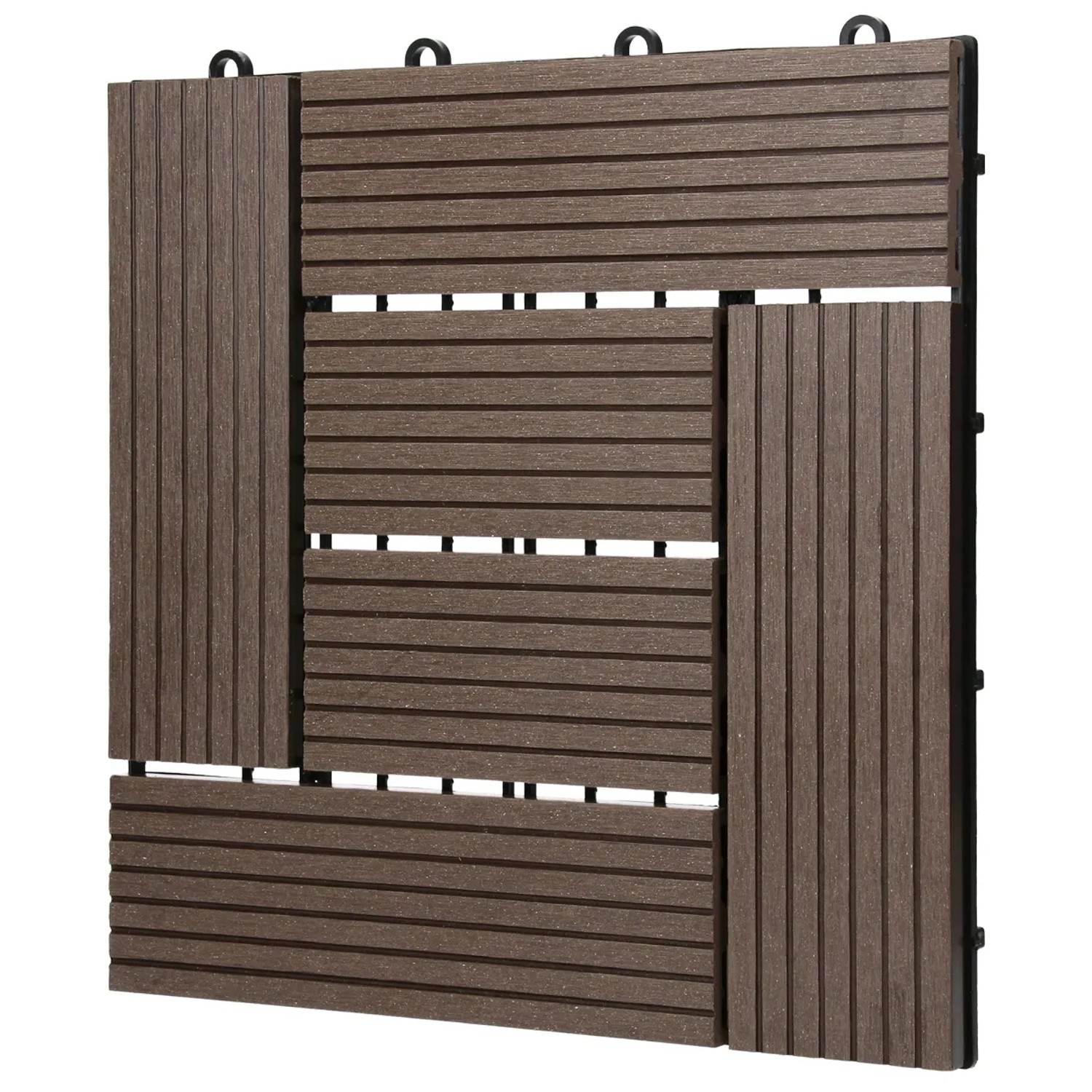 ECD Germany WPC Terrassenfliese, 30x30cm, dunkelbraun, Holzoptik, Klickfliese