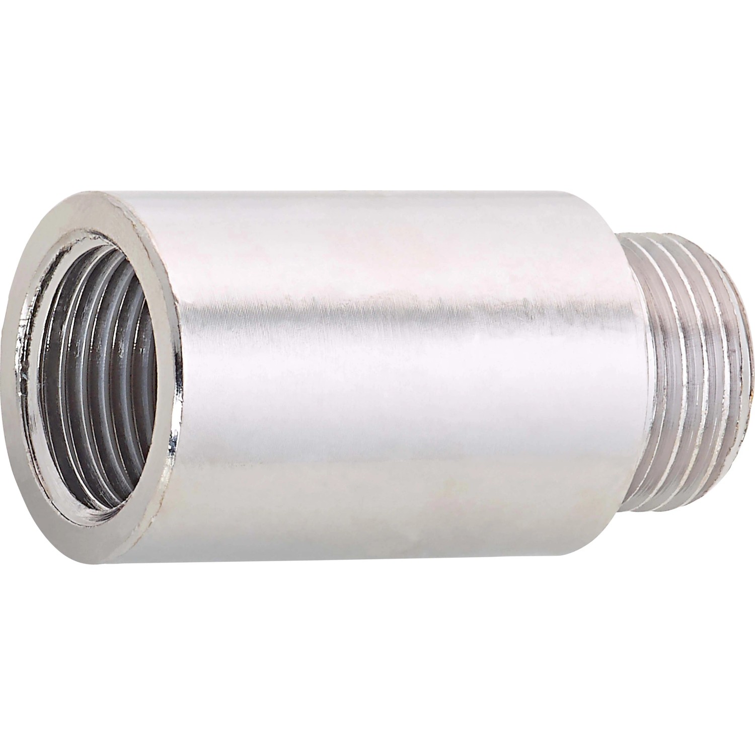 Verchromte Hahnverlängerung aus Messing, 18,6/21 mm, 40 mm lang.