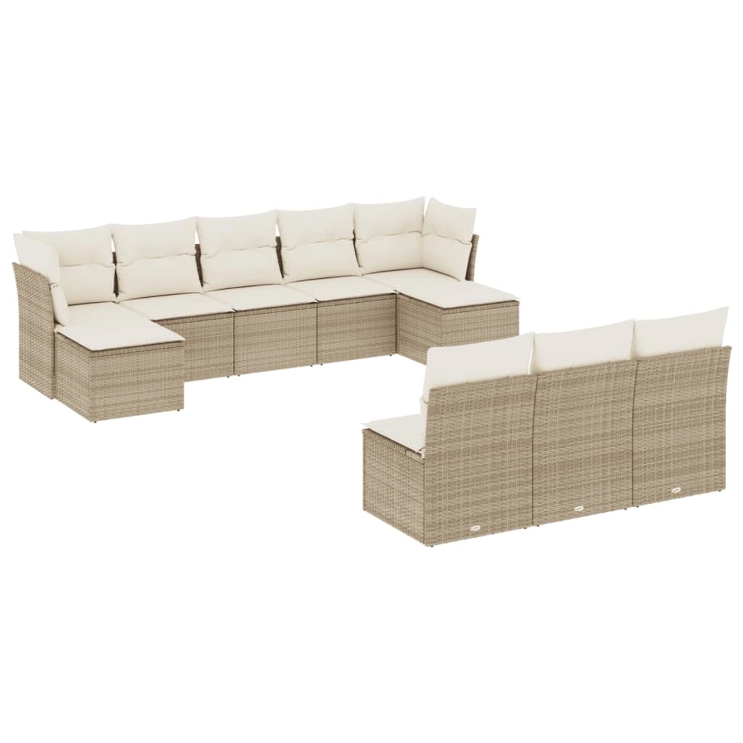 vidaXL 10-Tlg Garten-Sofagarnitur mit Kissen Beige Poly Rattan 3218288 günstig online kaufen