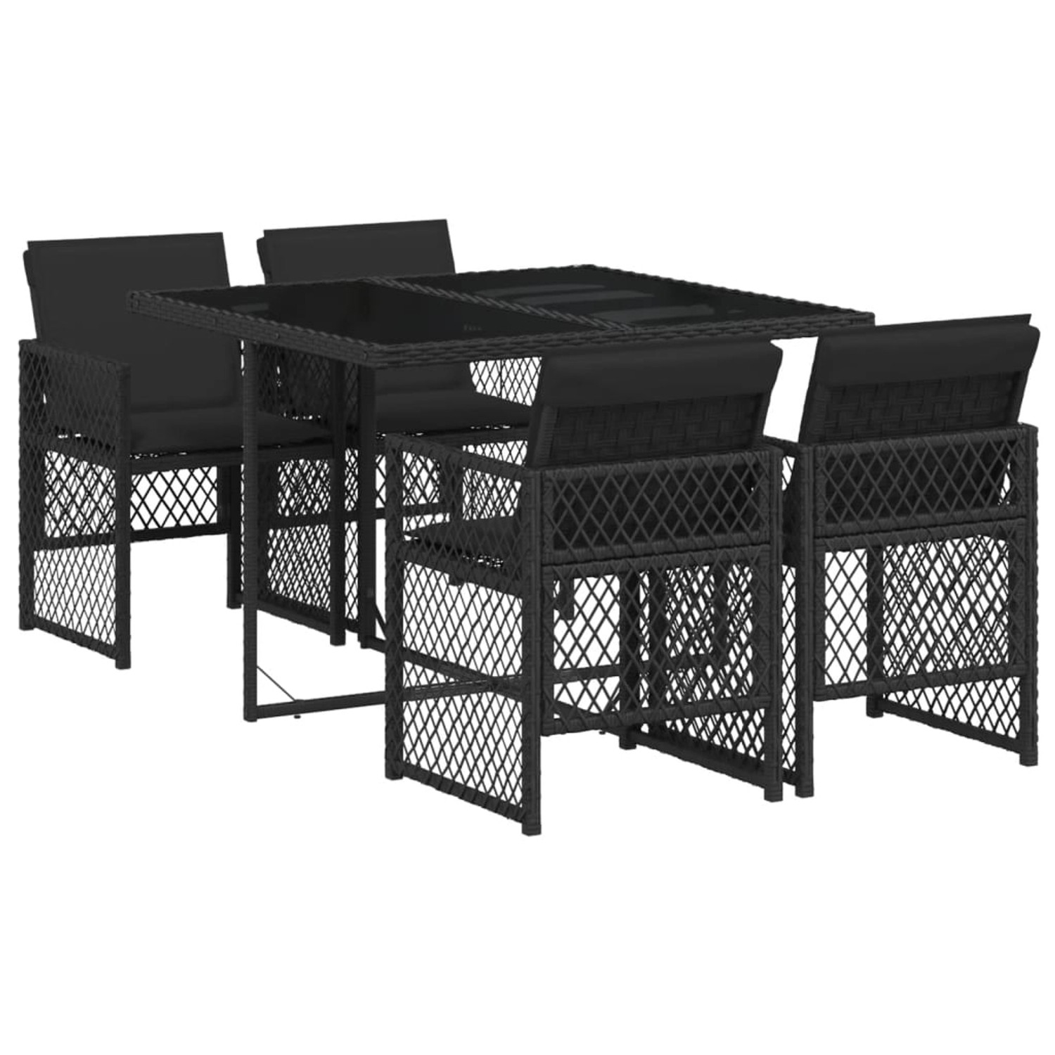 vidaXL 5-tlg Garten-Essgruppe mit Kissen Schwarz Poly Rattan Modell 214 günstig online kaufen