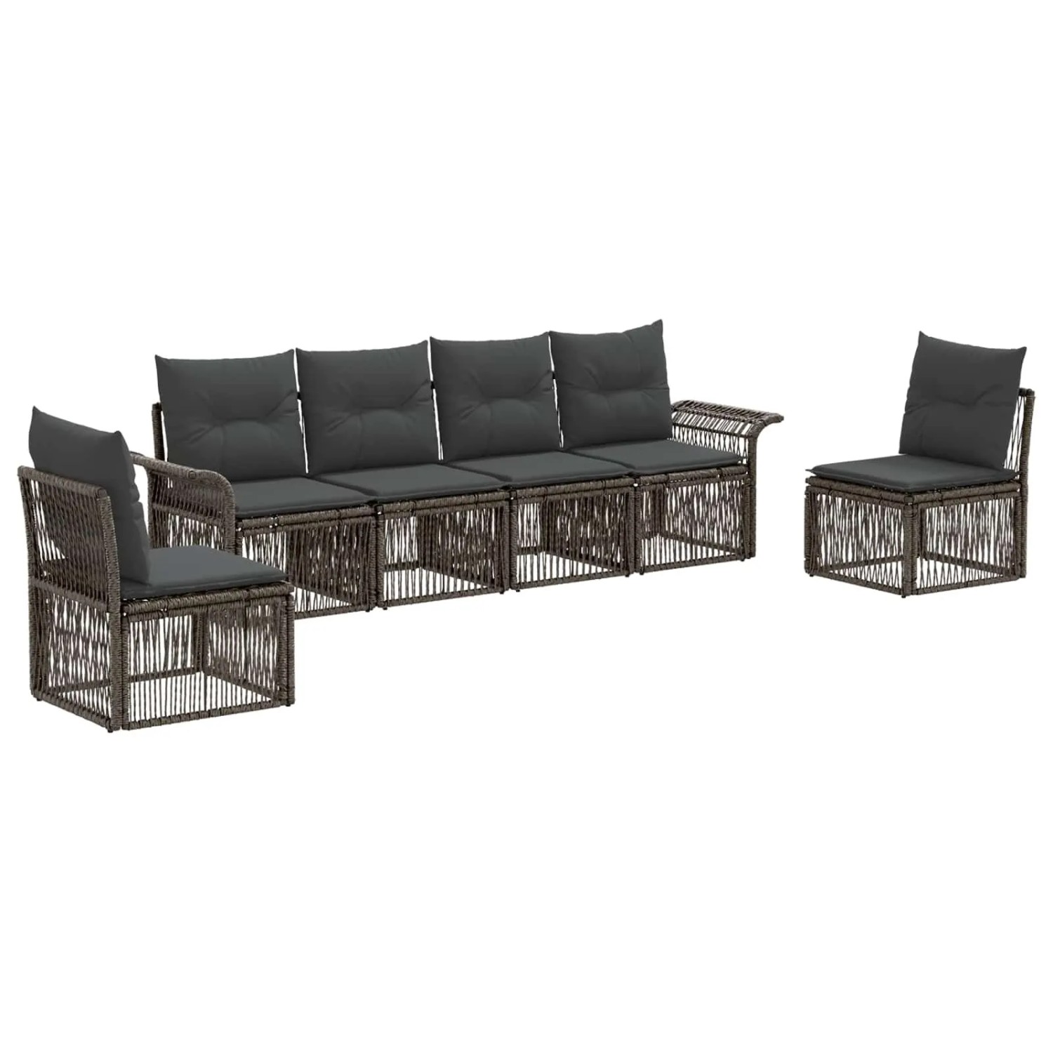 vidaXL Gartensofa-Set 6-Tlg Grau Poly-Rattan 3434792