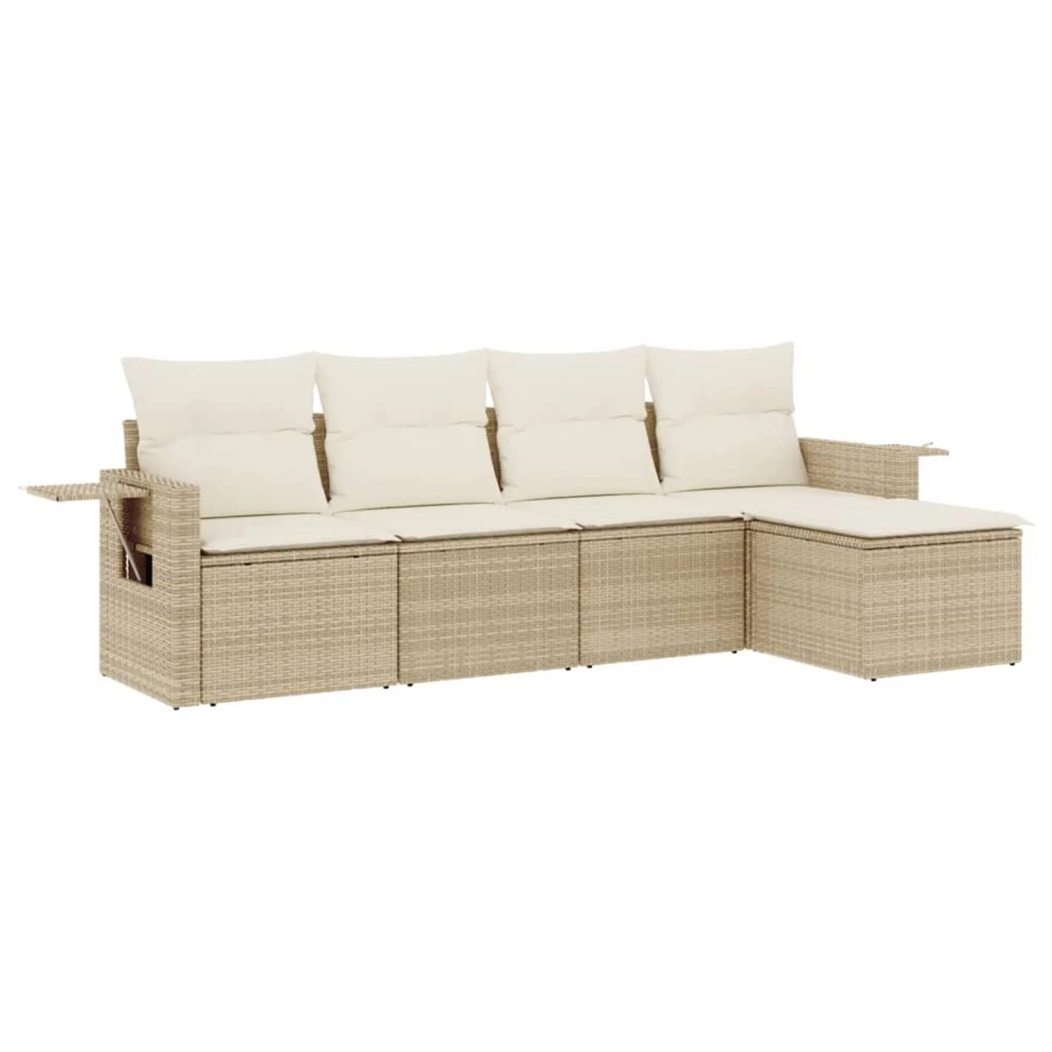 vidaXL 5-Tlg Garten-Sofagarnitur mit Kissen Beige Poly Rattan 3220087 günstig online kaufen