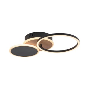 Moderne LED-Deckenleuchte Sevent mit Holzdekor, 8,2x33,4 cm, für Wand- und Deckenmontage.