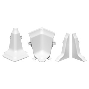 Döllken Classic Zubehörset, 4 weiße Elemente für Wandabschlussleisten: 2 Innenecken, 1 Außenecke, 1 Paar Endkappen.