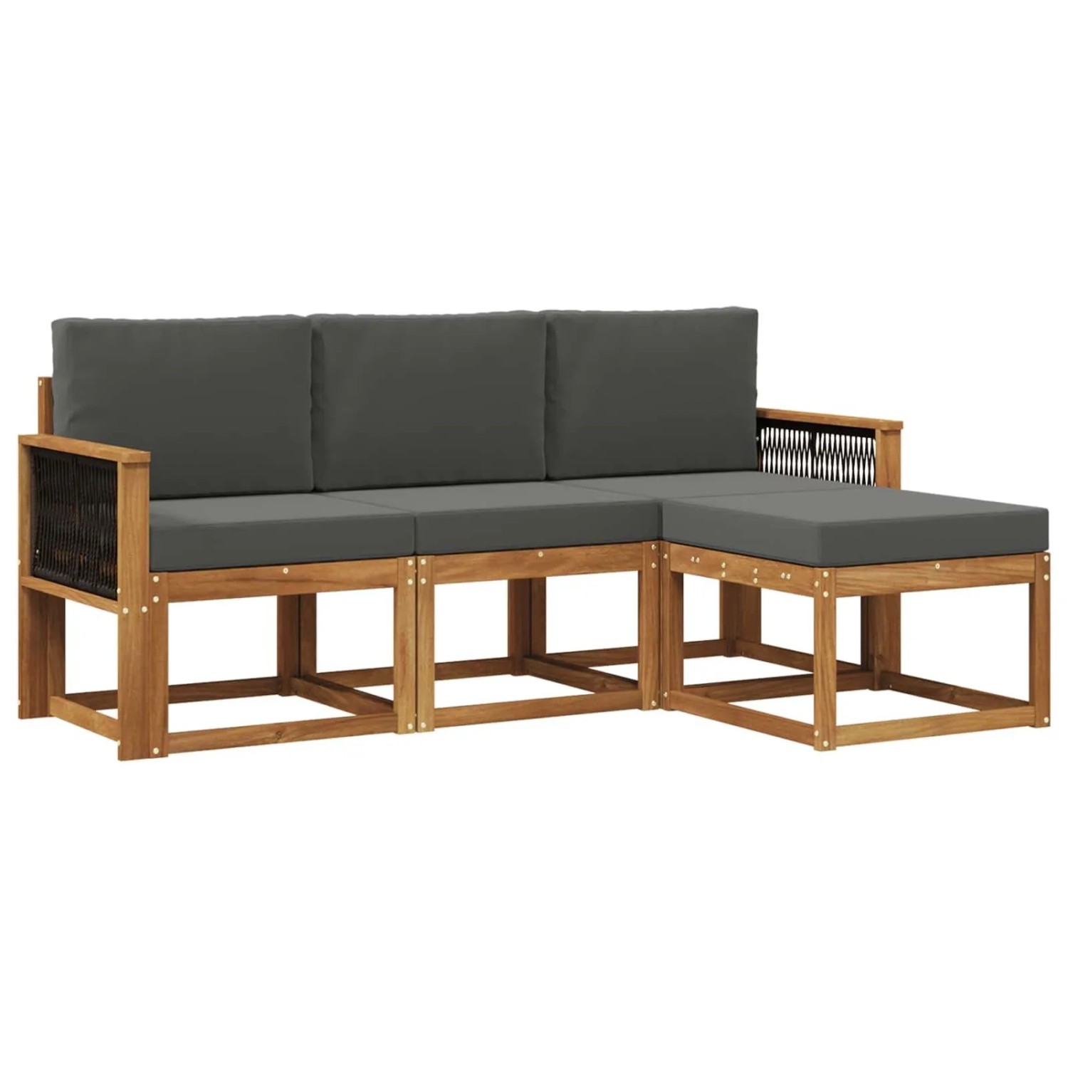 vidaXL Outdoor-Sofagarnitur mit Kissen 4 Stk Natur und Anthrazit 3385113
